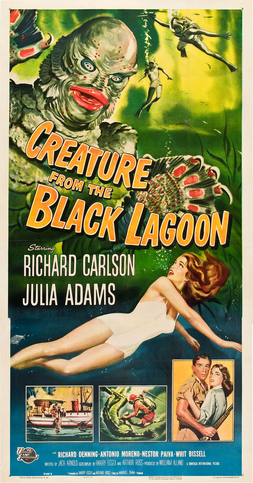 PLAQUE ALU REPRODUISANT UNE AFFICHE CINEMA CREATURE FROM THE BLACK LAGOON 1954 