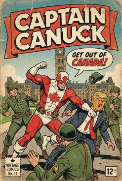 Alternative view of Captain Canuck - Get Out of Canada - Parody Vintage Comic Book Cover